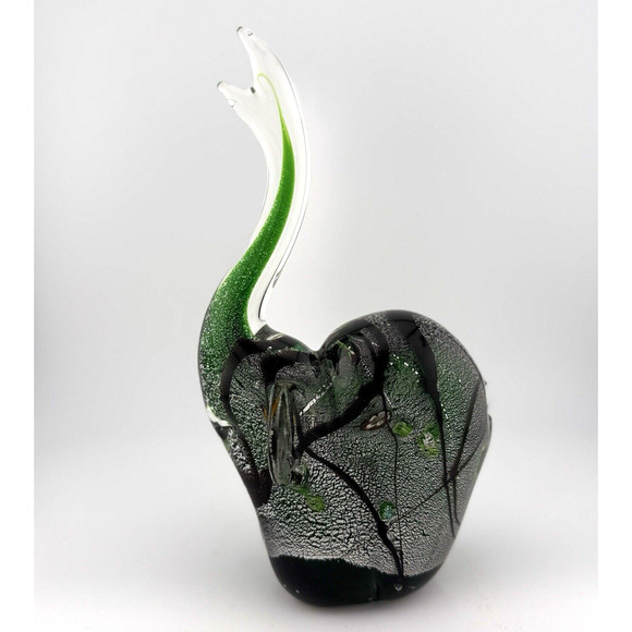 Millefiori Elephant Blown Glass Millefiori Trunk Up Paperweight 8" CHIPPED EAR - Picture 6 of 15